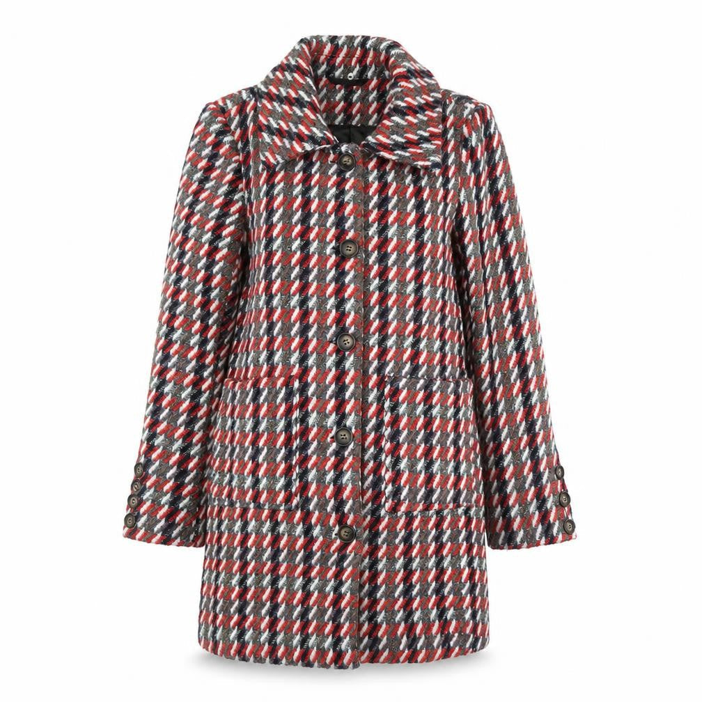 Glamorous Women's Multicoloured Check Wool Blend Mid-Length Coat Size 10
