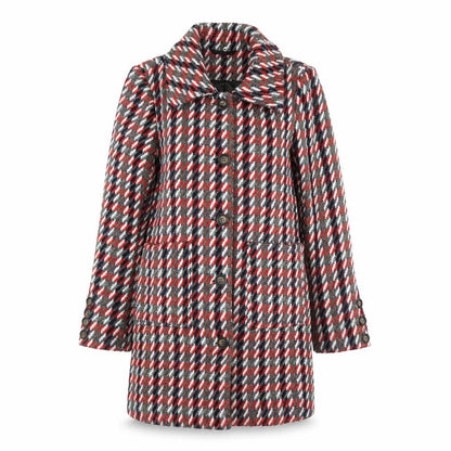 Glamorous Women's Multicoloured Check Wool Blend Mid-Length Coat Size 10
