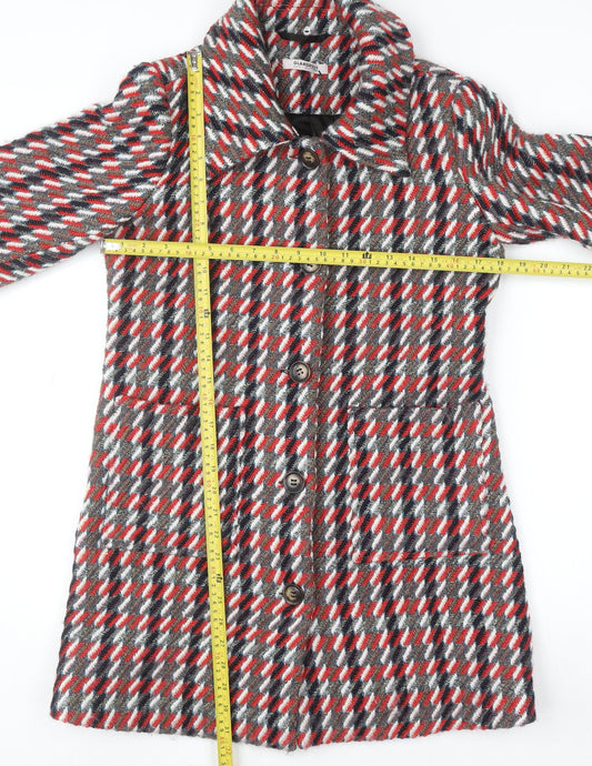 Glamorous Women's Multicoloured Check Wool Blend Mid-Length Coat Size 10