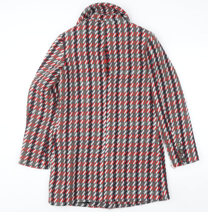 Glamorous Women's Multicoloured Check Wool Blend Mid-Length Coat Size 10