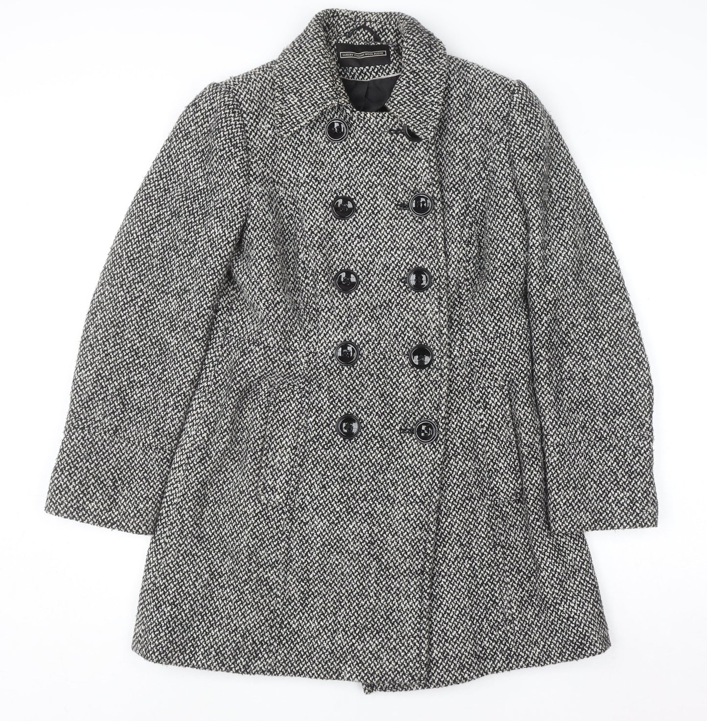 Womens UK Size 10 BHS Grey Pea Coat