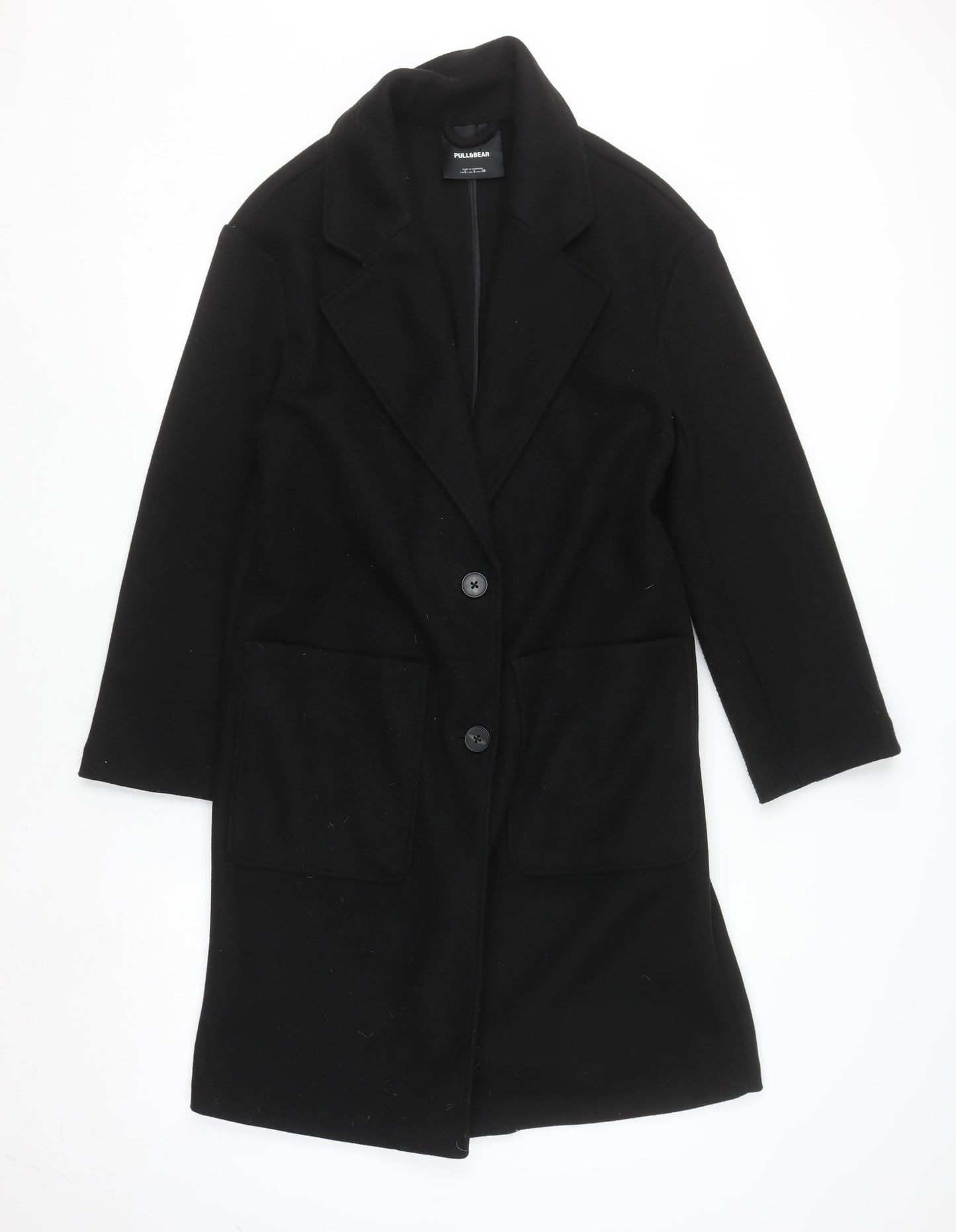 Womens UK Size S Pull&Bear Black Overcoat