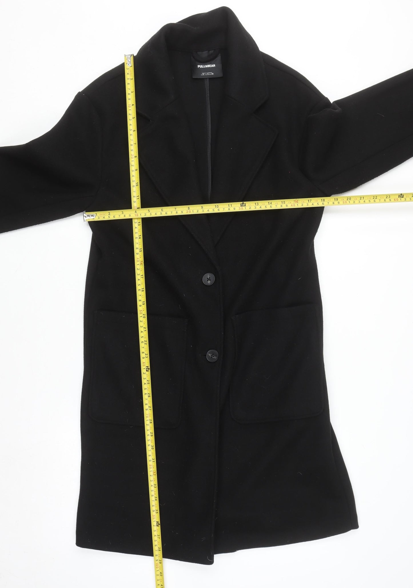 Womens UK Size S Pull&Bear Black Overcoat