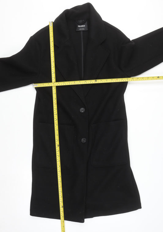 Womens UK Size S Pull&Bear Black Overcoat