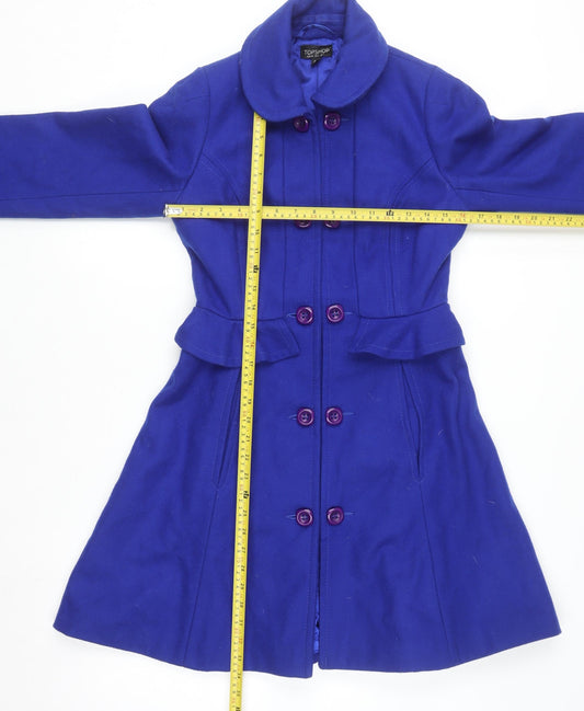 Womens UK Size 8 Topshop Blue Pea Coat