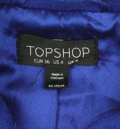 Womens UK Size 8 Topshop Blue Pea Coat