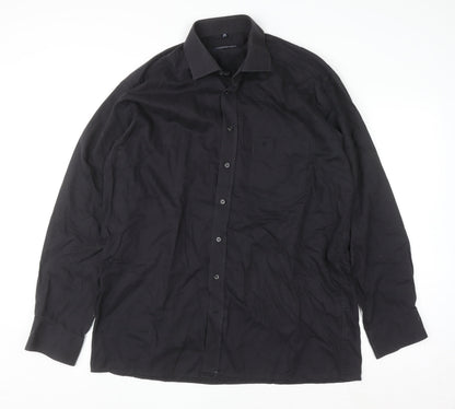 Seidensticker Men’s Black 16.5in Cotton Long Sleeve Button-Up Shirt