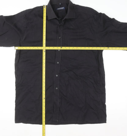 Seidensticker Men’s Black 16.5in Cotton Long Sleeve Button-Up Shirt