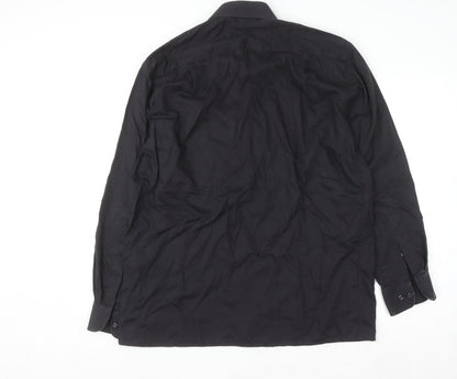 Seidensticker Men’s Black 16.5in Cotton Long Sleeve Button-Up Shirt