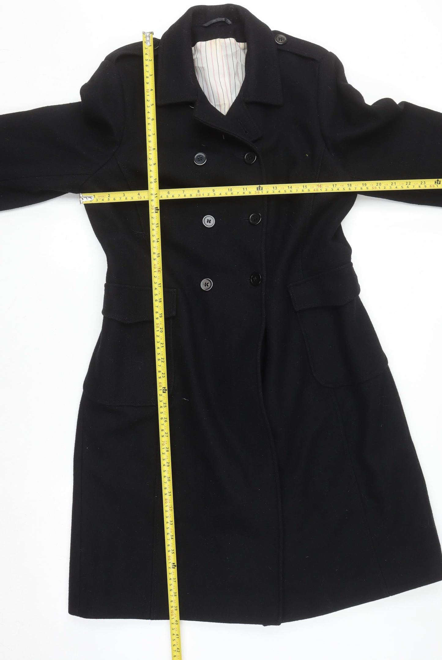 Womens UK Size 14 Dorothy Perkins Black Pea Coat