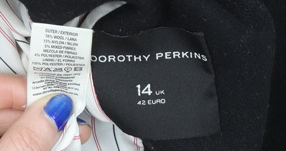 Womens UK Size 14 Dorothy Perkins Black Pea Coat