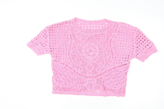 Womens UK Size L NEXT Pink Cropped Blouse