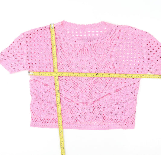 Womens UK Size L NEXT Pink Cropped Blouse