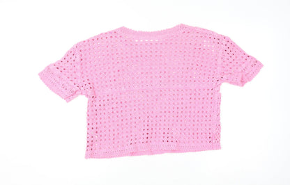 Womens UK Size L NEXT Pink Cropped Blouse