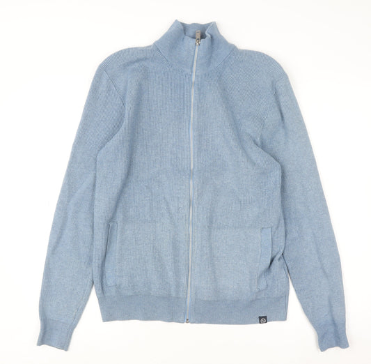 Mens UK Size M Marks and Spencer Blue Full Zip Jumper