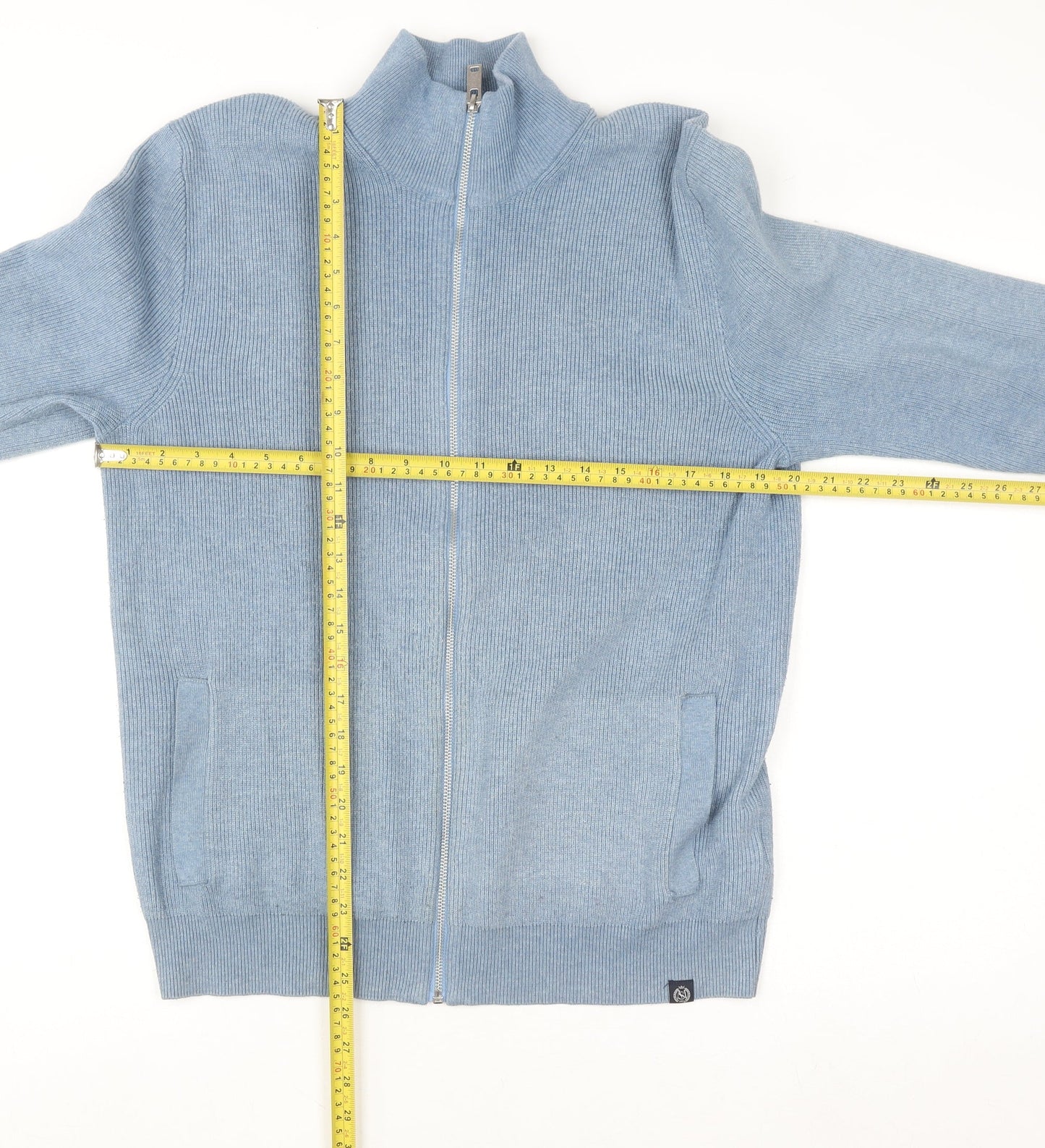 Mens UK Size M Marks and Spencer Blue Full Zip Jumper