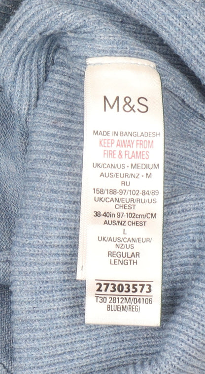 Mens UK Size M Marks and Spencer Blue Full Zip Jumper