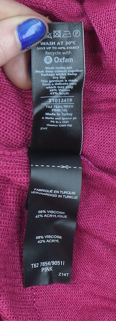 Womens UK Size 16 Marks and Spencer Pink Pullover Jumper