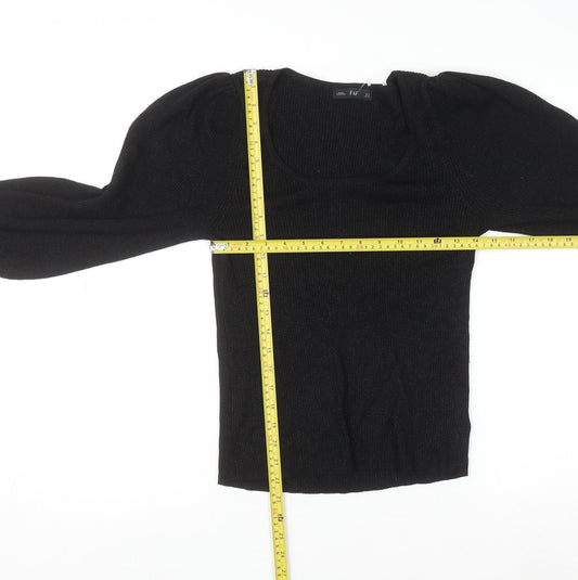 Womens UK Size 12 F&F Black Basic Blouse