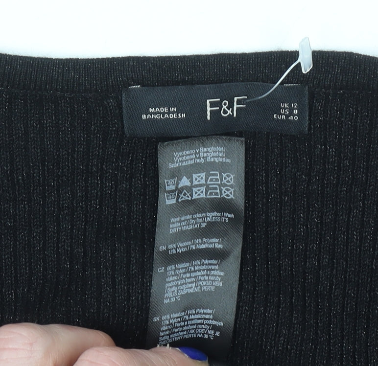 Womens UK Size 12 F&F Black Basic Blouse