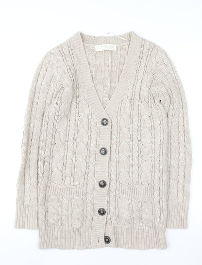 Womens UK Size S Zara Beige Cardigan Jumper