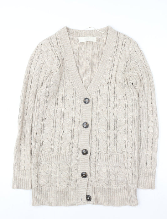 Womens UK Size S Zara Beige Cardigan Jumper