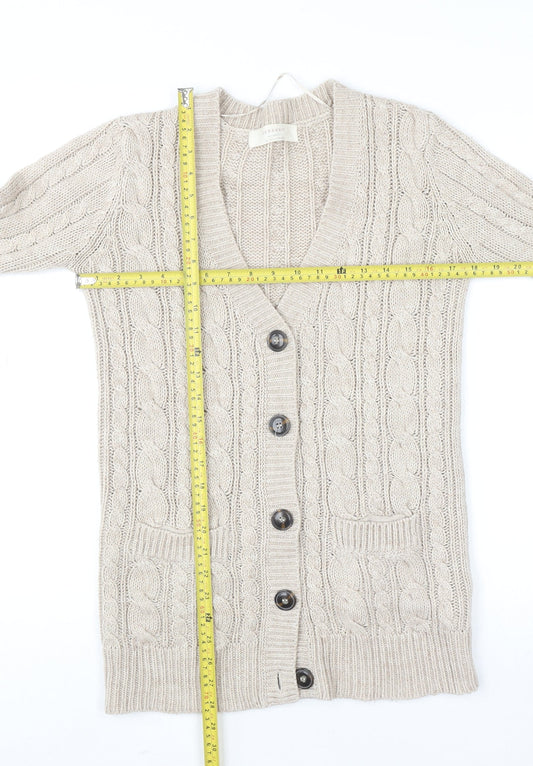 Womens UK Size S Zara Beige Cardigan Jumper