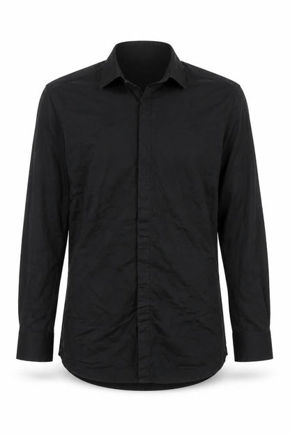 Next Men's Black Cotton Long Sleeve Button-Up Shirt Size 15 Classic Fit