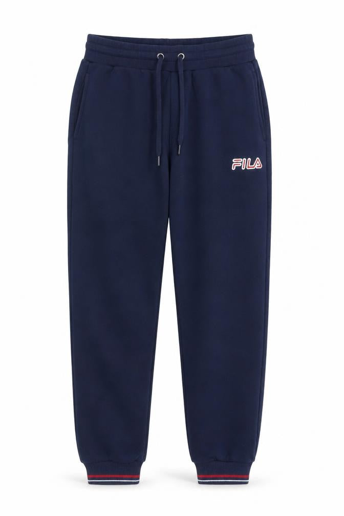 Front view of Fila Men’s Blue Jogger Trousers M Elastic Waist Fleece Comfort