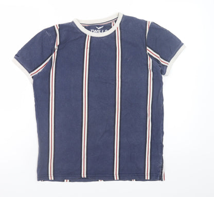 Twills Men's Blue Striped Crew Neck Short Sleeve T-Shirt Size S