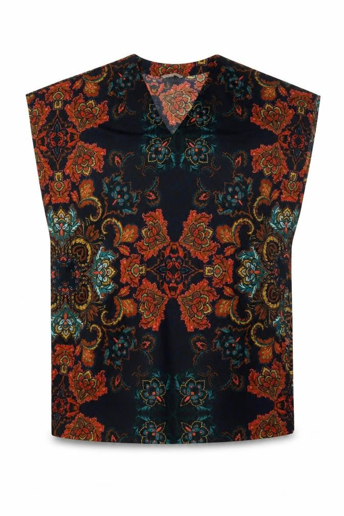H&M Womens Multicoloured Floral Tunic Blouse Size S V-Neck Sleeveless