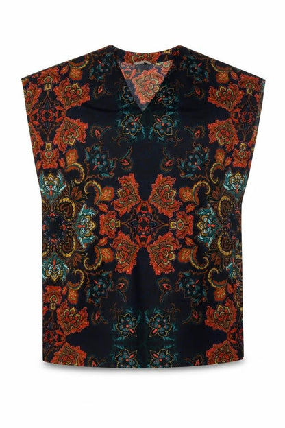 H&M Womens Multicoloured Floral Tunic Blouse Size S V-Neck Sleeveless
