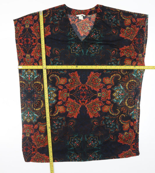 H&M Womens Multicoloured Floral Tunic Blouse Size S V-Neck Sleeveless