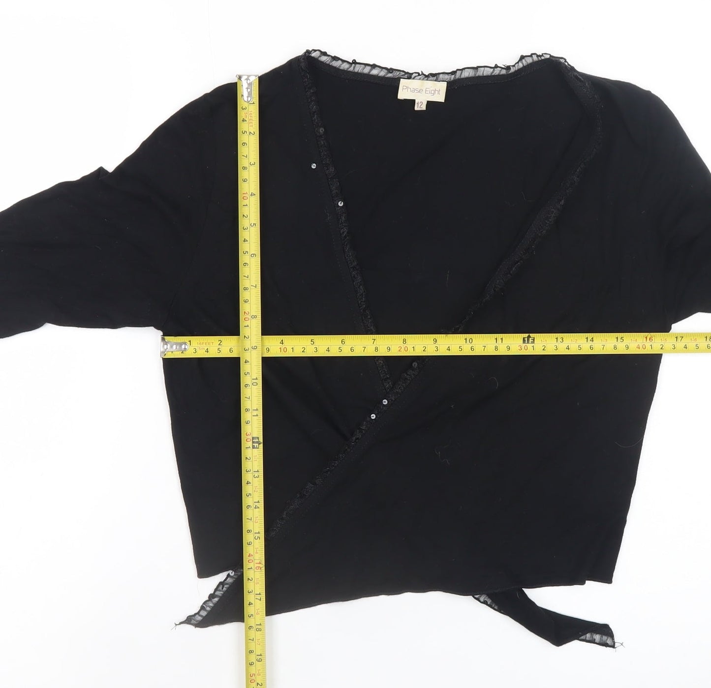 Womens UK Size 12 Phase Eight Black Wrap Blouse