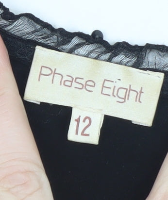 Womens UK Size 12 Phase Eight Black Wrap Blouse