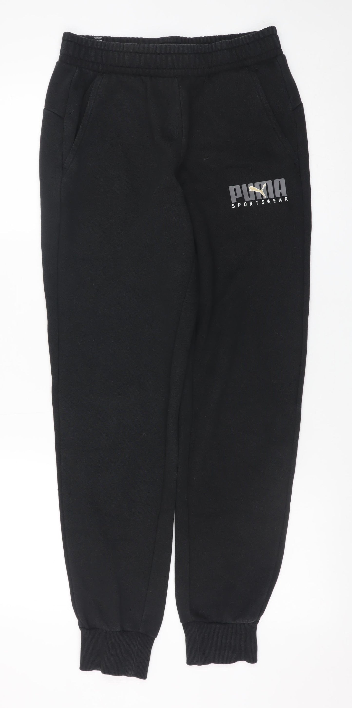 Mens UK Size S PUMA Regular Fit Jogger Black Trousers