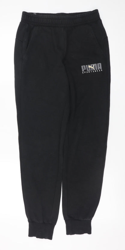 Mens UK Size S PUMA Regular Fit Jogger Black Trousers