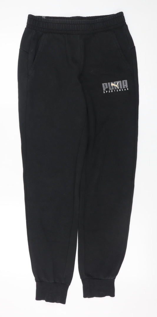 Mens UK Size S PUMA Regular Fit Jogger Black Trousers