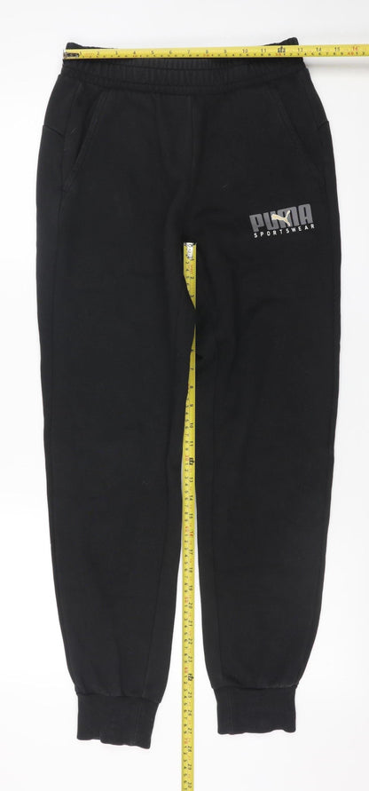 Mens UK Size S PUMA Regular Fit Jogger Black Trousers