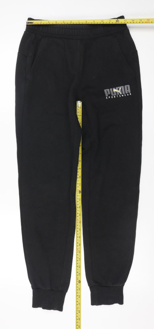 Mens UK Size S PUMA Regular Fit Jogger Black Trousers