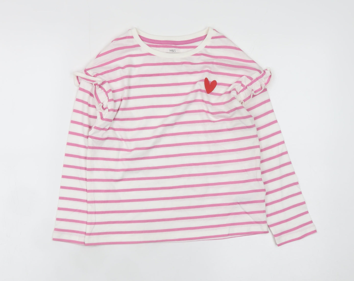 Girls UK Size 6-7 Years Marks and Spencer Pink Basic T-Shirt