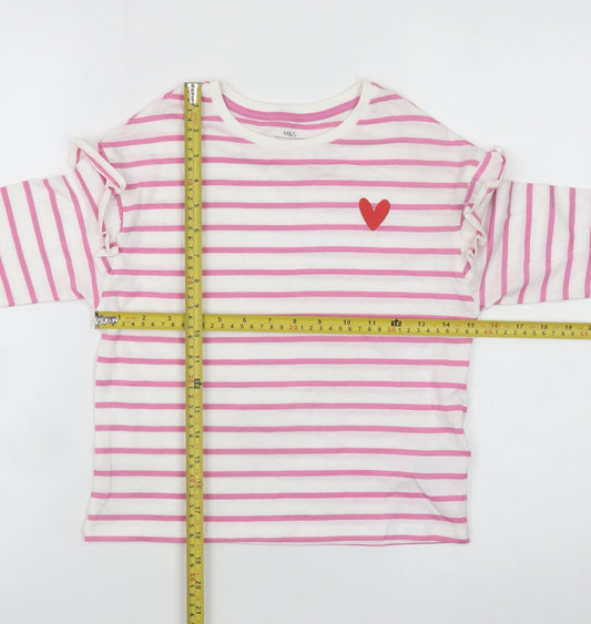 Girls UK Size 6-7 Years Marks and Spencer Pink Basic T-Shirt