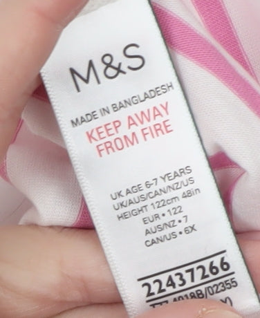Girls UK Size 6-7 Years Marks and Spencer Pink Basic T-Shirt