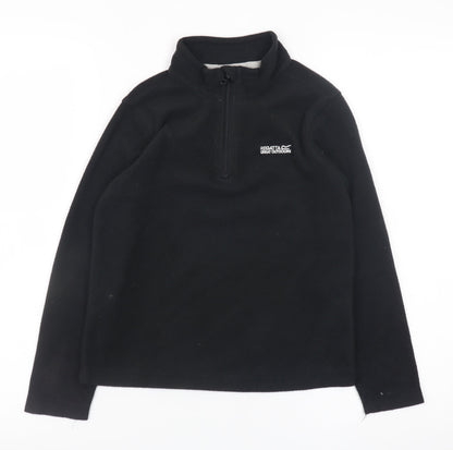 Regatta Boys Black Fleece 1/4 Zip Outdoor Pullover Sweatshirt 9-10 Years
