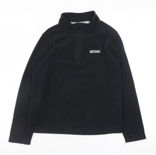 Regatta Boys Black Fleece 1/4 Zip Outdoor Pullover Sweatshirt 9-10 Years