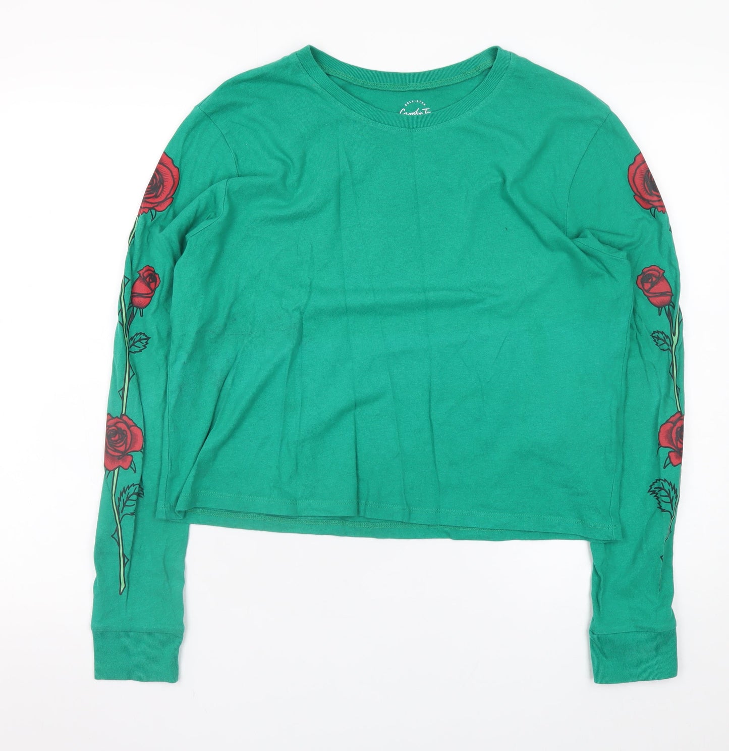 Womens UK Size S Hollister Green Cropped T-Shirt