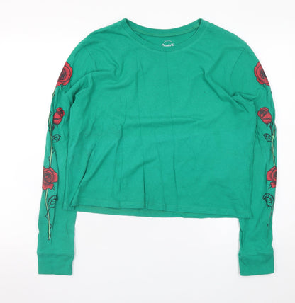 Womens UK Size S Hollister Green Cropped T-Shirt