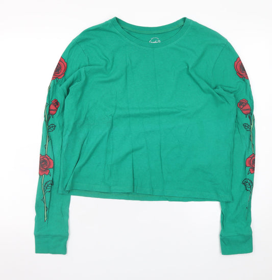 Womens UK Size S Hollister Green Cropped T-Shirt