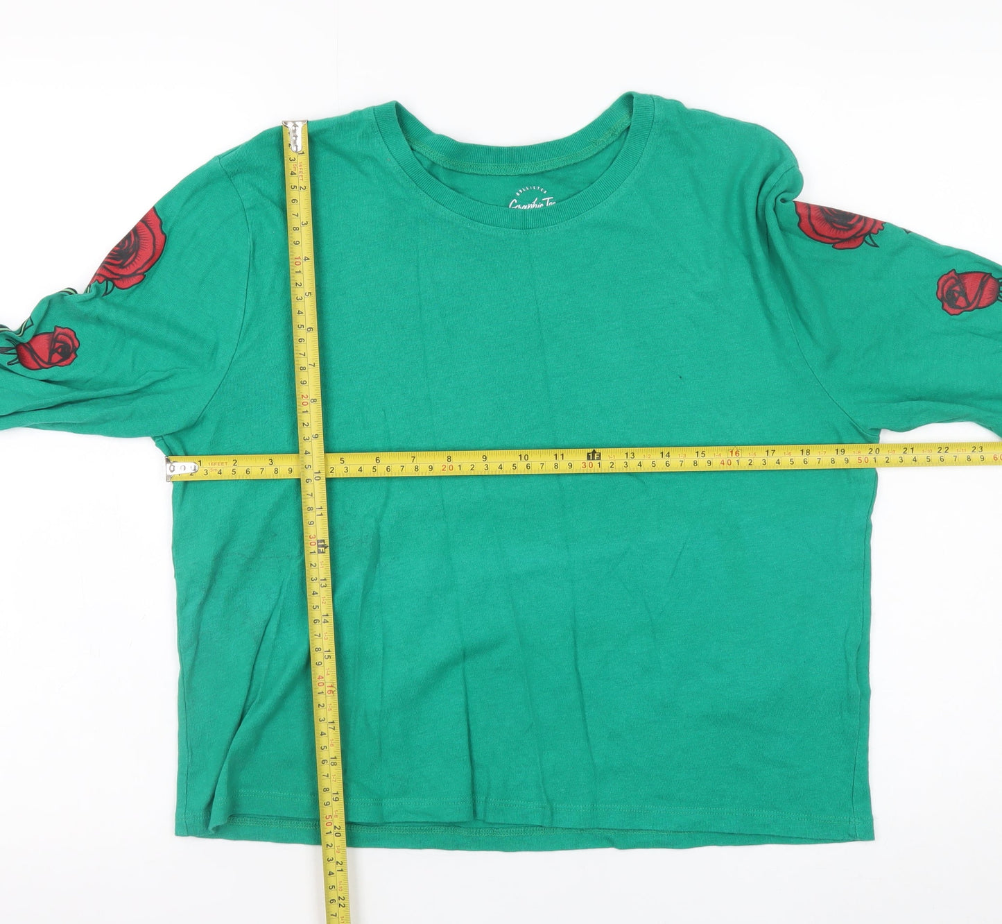 Womens UK Size S Hollister Green Cropped T-Shirt