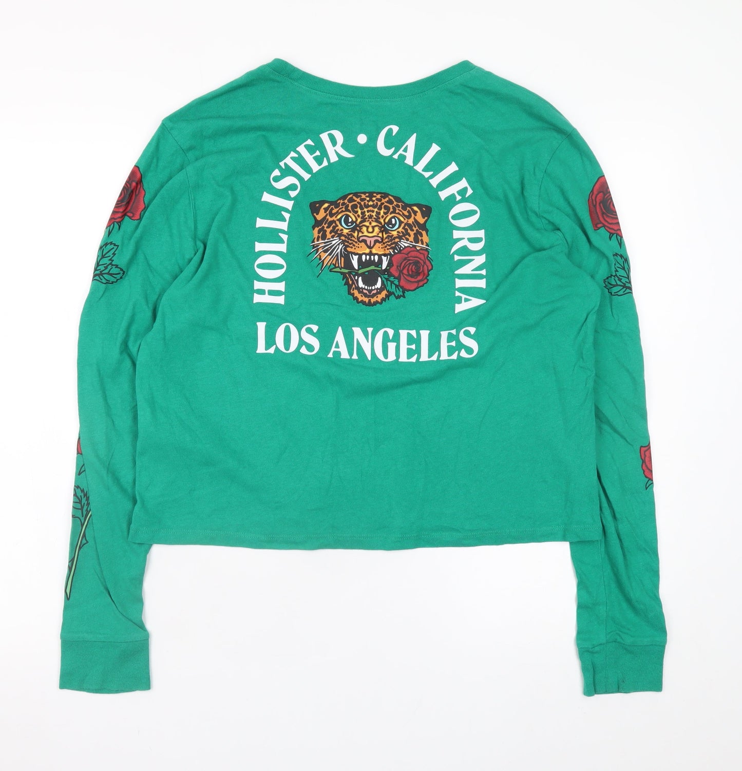 Womens UK Size S Hollister Green Cropped T-Shirt